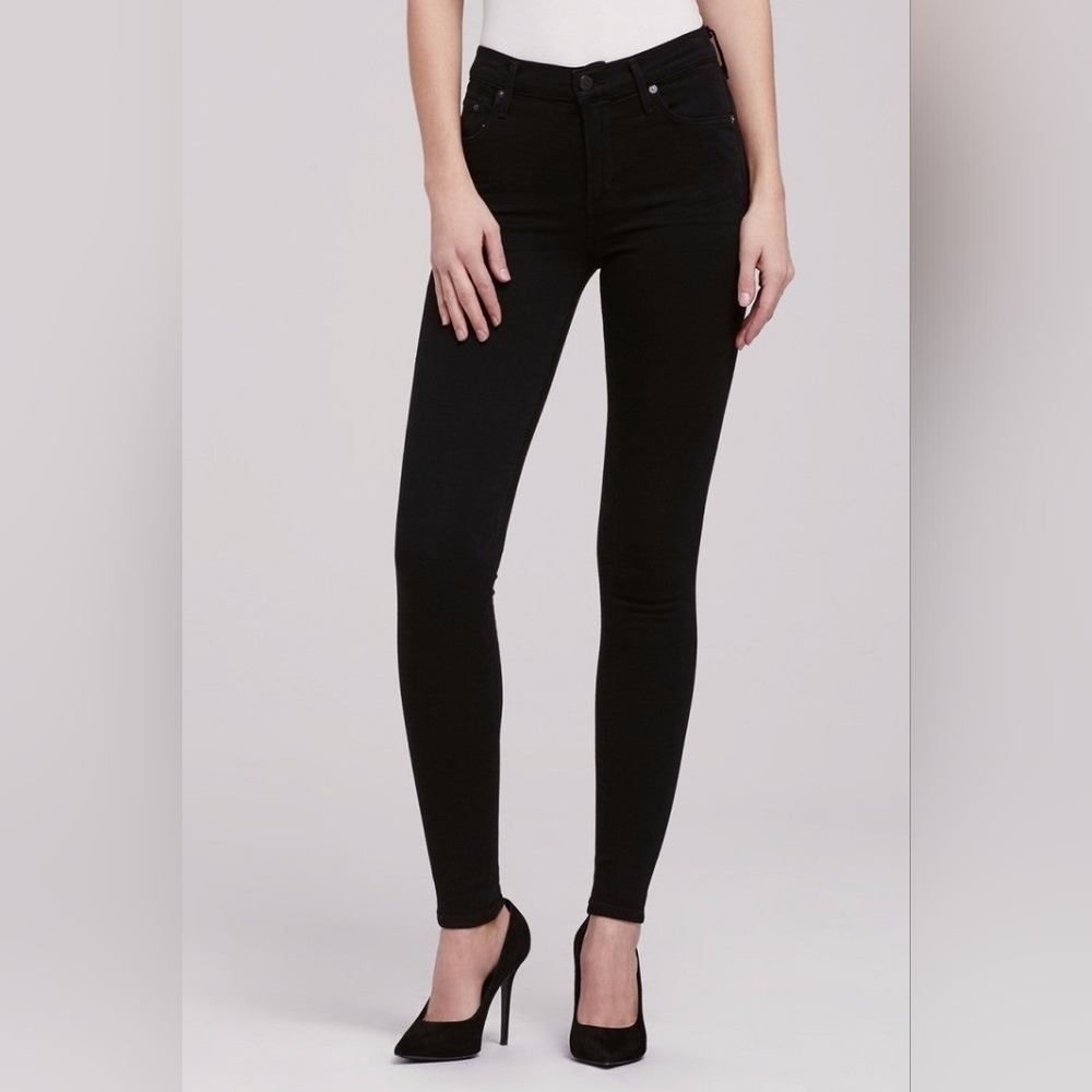 Citizens of Humanity Rocket High Risky Crop Skinny in All Black - Picture 2 of 12